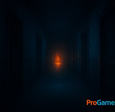 Corredor escuro com portas fechando e um feixe de luz quente no final, simbolizando urgência e últim