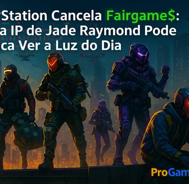 Ilustração de Fairgame$ com assaltantes futuristas em cenário urbano.
