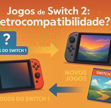 Infográfico ilustrado com jogos clássicos retrocompatíveis e novos títulos esperados no Nintendo Swi