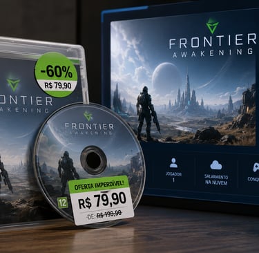 Jogo físico em oferta diante da versão digital mantida pelo preço cheio.