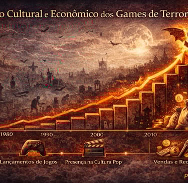 Gráfico mostrando o crescimento cultural e econômico dos games de terror ao longo das gerações