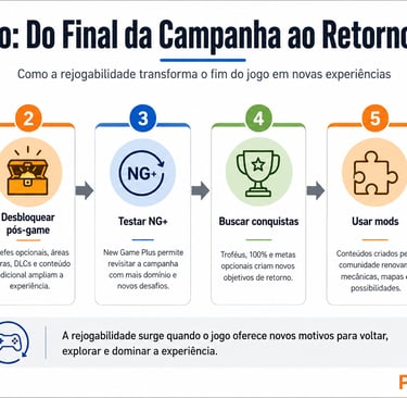 Infográfico sobre a jornada de retorno do jogador após terminar um game