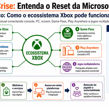 Infográfico classifica estratégias futuras dos jogos Xbox.