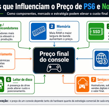 Infográfico mostra fatores que afetam preço de PS6 e novo Xbox.