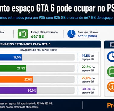 Infográfico mostra estimativas de espaço de GTA 6 no SSD do PS5.