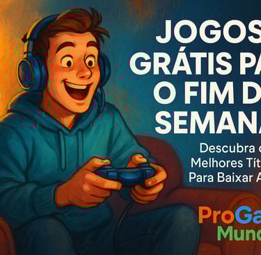Jogador animado usando headset enquanto joga títulos gratuitos no fim de semana.