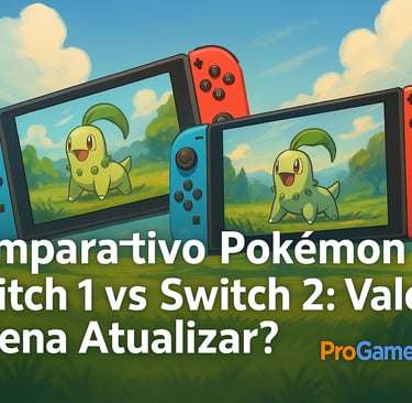 Jogador compara o mesmo Pokémon entre o Switch 1 e o Switch 2, observando diferenças gráficas e de i