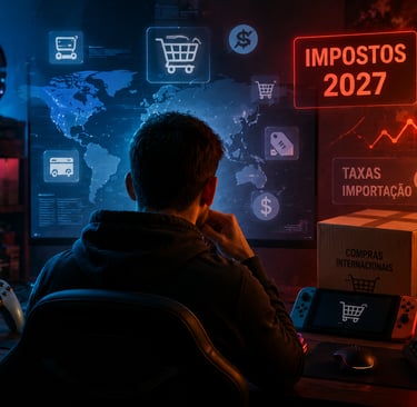 Jogador analisa impostos em compras internacionais de games.