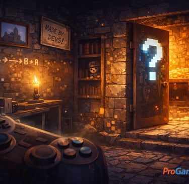 Ilustração de jogador descobrindo segredo oculto em jogo, simbolizando Easter Eggs nos games