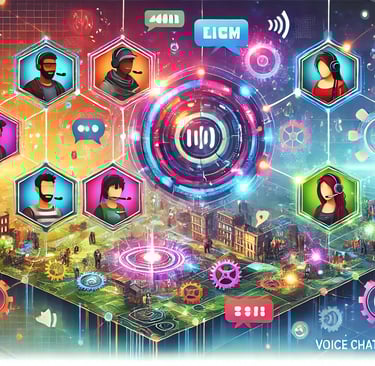 conexão entre jogadores em um jogo cooperativo, com símbolos de trabalho em equipe e tecnologia.
