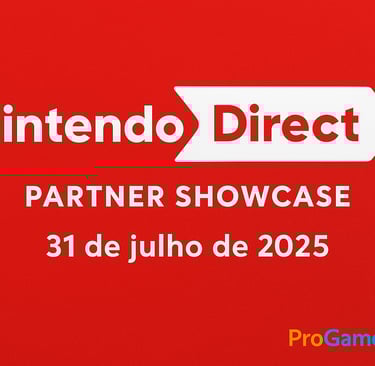 Logotipo do Nintendo Direct com fundo vermelho e data 31 de julho de 2025 em destaque.