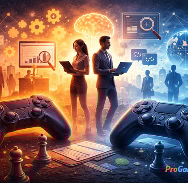 Ilustração mostra games conectados a habilidades profissionais como estratégia, análise e colaboraçã