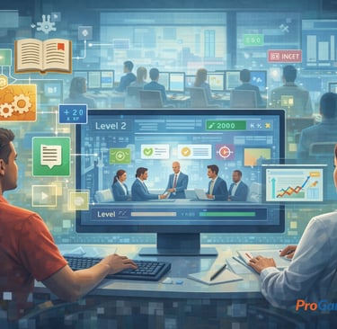 Ambiente gamificado de aprendizagem mostra simulações digitais usadas para capacitação e avaliação p