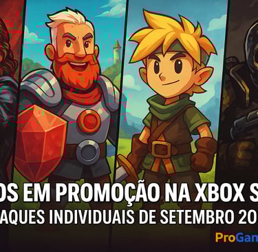 Ilustração de destaques individuais em promoção na Xbox Store em setembro de 2025.