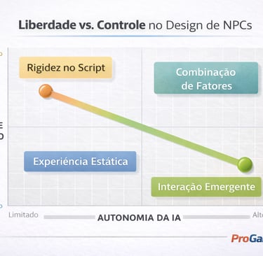 Gráfico mostrando equilíbrio entre autonomia da IA e controle narrativo em NPCs