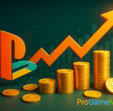 Gráfico de lucros cresce a partir de um console PlayStation, ligando-se a outras plataformas.