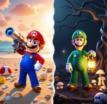 two nintendo mario bros characters are shown in this image
