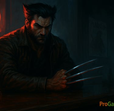 Wolverine com garras em bar sombrio – Marvel’s Wolverine