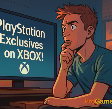 Gamer observa telas flutuantes com logos de consoles, prevendo o futuro da Sony.