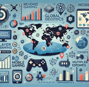 impacto do mobile gaming no mercado, com mapas, gráficos de receita e tendências de microtransações