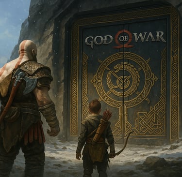 Kratos e Atreus diante de revelações no próximo God of War.