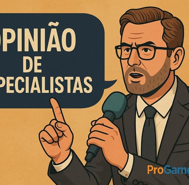 Especialista falando em microfone com destaque para a opinião de especialistas sobre a lei das loot 