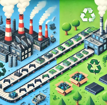 Fábrica dividida entre processos poluentes e práticas sustentáveis ​​de fabricação de hardware
