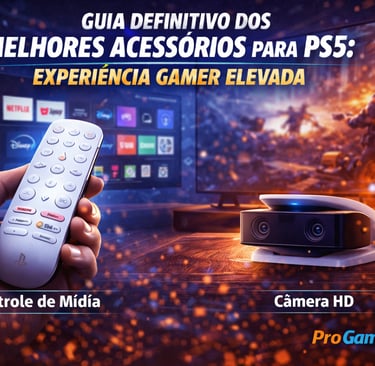 Controle de mídia e câmera HD para streaming no PlayStation 5.