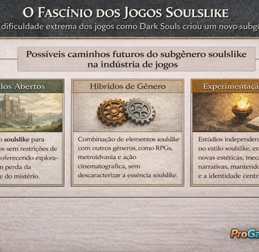 Quadro analítico comparando mundos abertos, híbridos de gênero e soulslikes indie