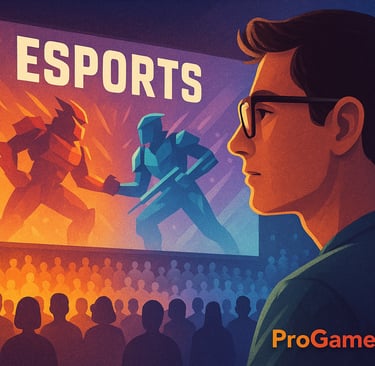 Jovem assiste à final de um torneio de esports em tela gigante