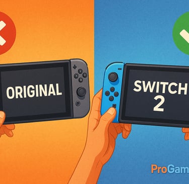 Comparativo horizontal entre o Switch original e o Switch 2, destacando evolução e contraste de gera