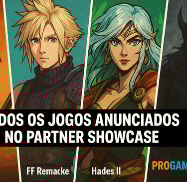 Personagens de Elden Ring, Final Fantasy, Hades II e jogo exclusivo do Nintendo Direct lado a lado