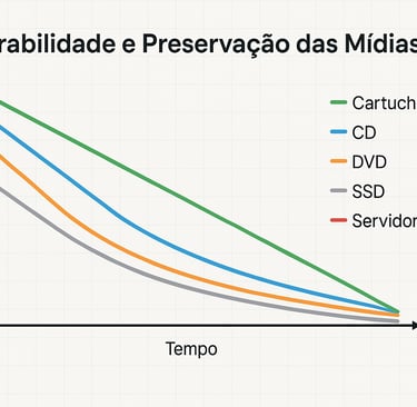 expectativa de vida de diferentes mídias de jogos ao longo do tempo.