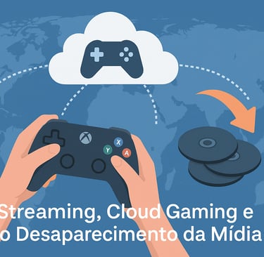 controle, nuvem e queda da mídia física no cenário global de jogos.