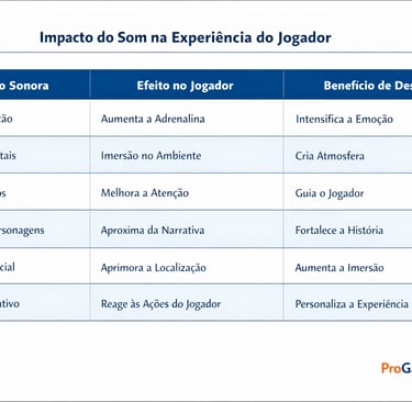 Tabela mostra como o som afeta a experiência de jogar nos videogames.