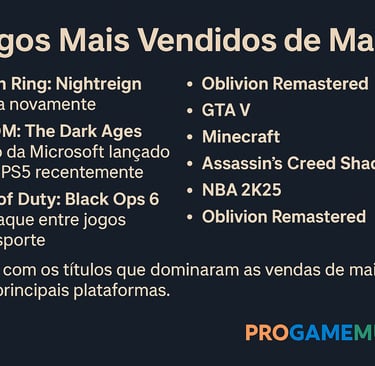 Lista de jogos mais vendidos em maio para Xbox e PlayStation.