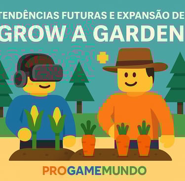 Avatares Roblox cuidando da fazenda com óculos VR e colheita digital