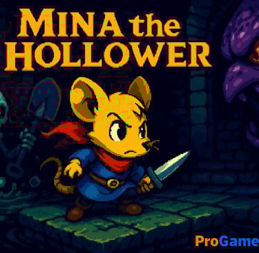 Mina com espada enfrenta inimigos em dungeon retrô pixelado.