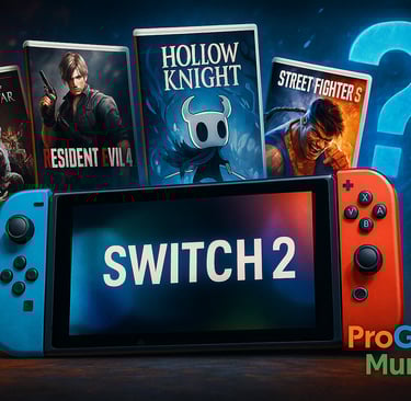 Nintendo Switch 2 cercado por capas de jogos third-party populares