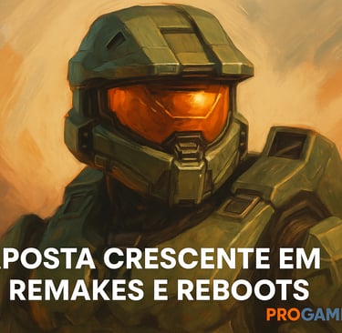 Ilustração de um soldado com armadura verde representando jogos remakes.