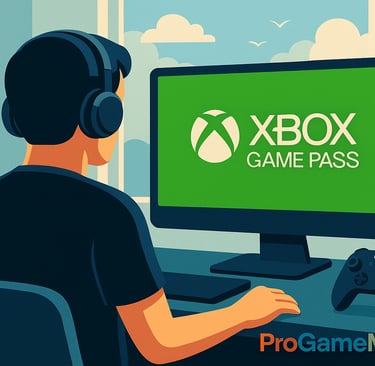 Pessoa usando fone jogando via Xbox Game Pass em um PC.