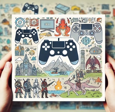 a person holding a game controller with a video game controller