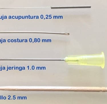 agujas de diferentes tamaños