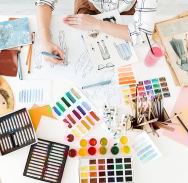 different-colors-paints-with-fashion-illustraions