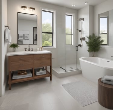 Close-up of a handyman fixing a leaky faucet in a bright bathroom.