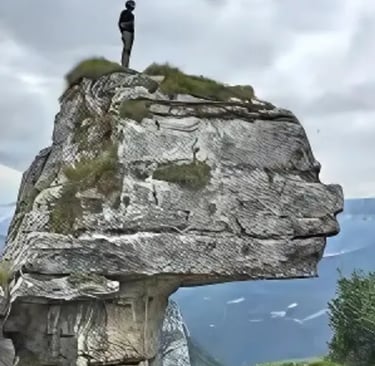 Altar Knotto rock formation in Asiago Plateau, scenic viewpoint over Val d’Astico Veneto
