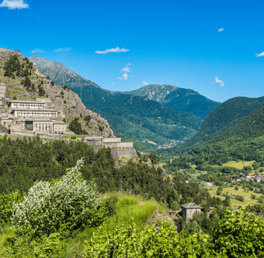 Panoramic view of Forte di Fenestrelle, the Great Wall of the Alps in Piedmont
