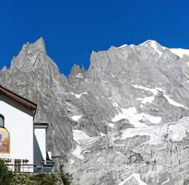 Notre-Dame de Guérison Sanctuary with Mont Blanc in the background
