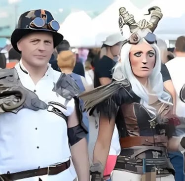 Cosplayers in fantasy costumes at Festa dell’Unicorno in Vinci, Tuscany, Italy – a colorful festival