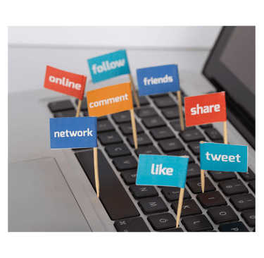 Visual representation of common social media actions used to grow online engagement